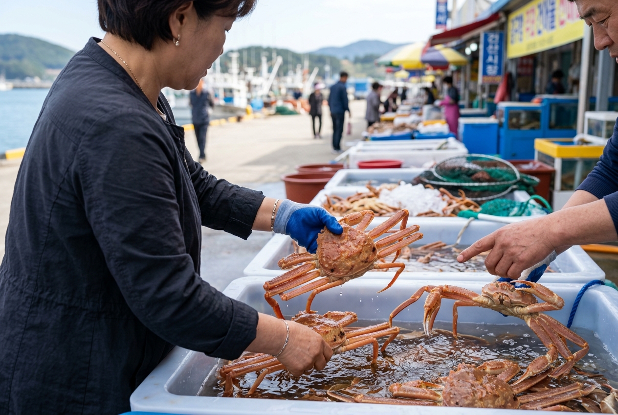 盈徳のおすすめスポット - 2. 盈徳ズワイガニ通りと江口港のグルメ文化